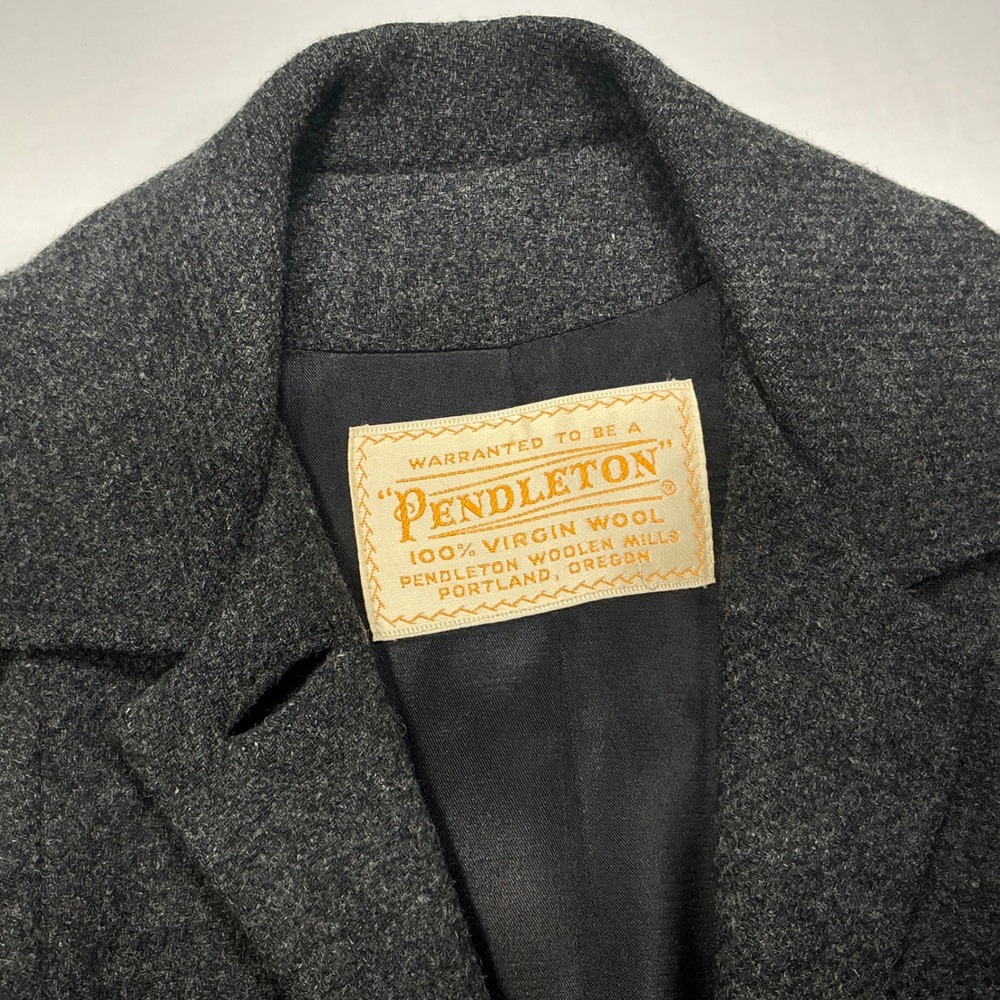 Pendleton Wool Coat Jacket Gray Herringbone Class… - image 8